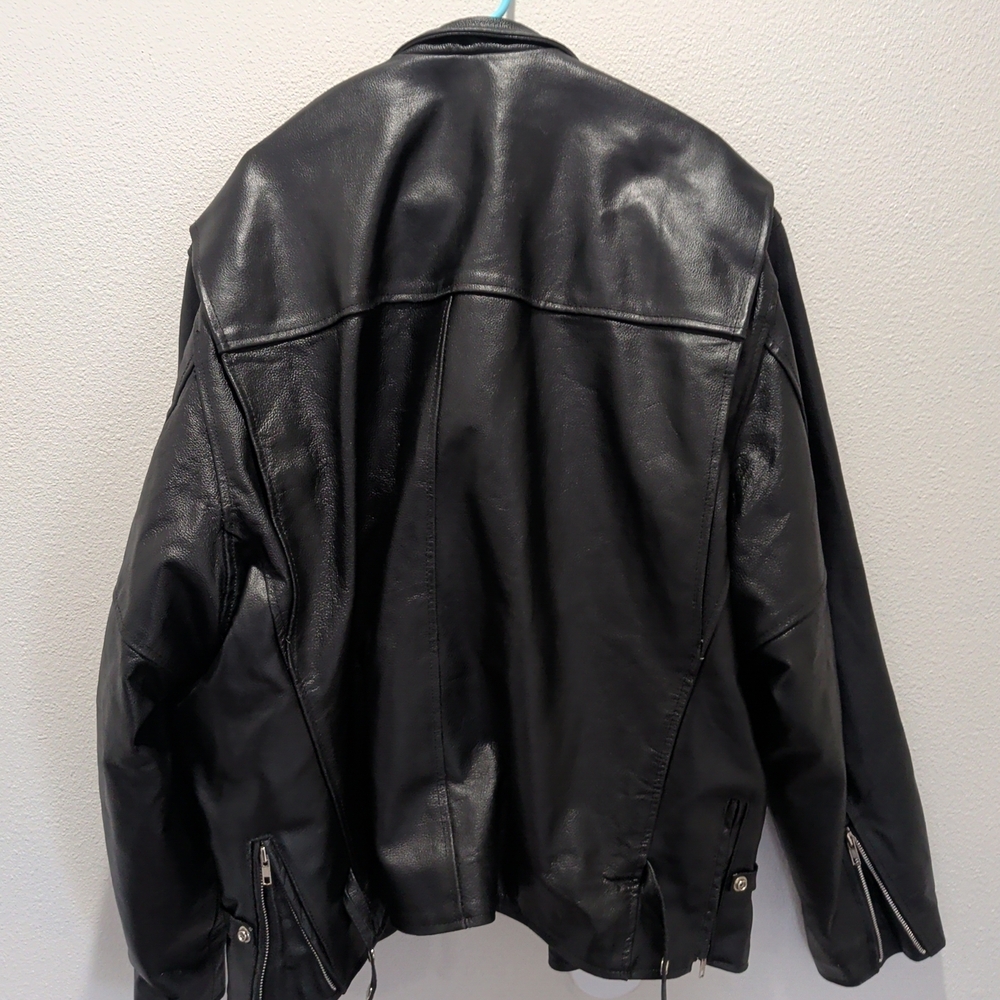 Highway Hawks Mens Black Leather Bikers Jacket Size 56 - Picture 6 of 8